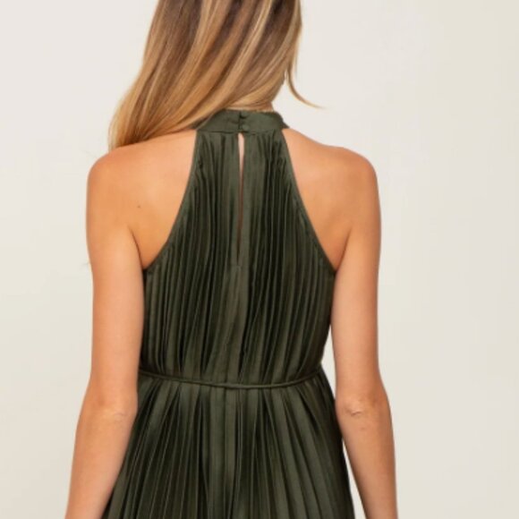 Pink Blush Olive Pleated Maternity Halter Dress Size L - Picture 2 of 5